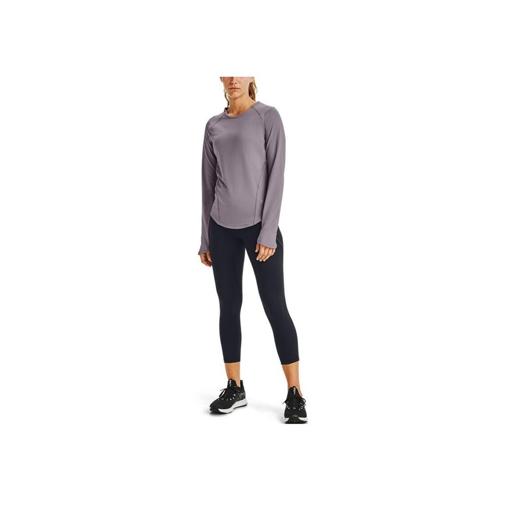 Under Armour Infused Meridian Crew Long Sleeve Solid Color Casual Sports Breathable Straight Fit Round Neck T-Shirt Women Tops 1360568-585