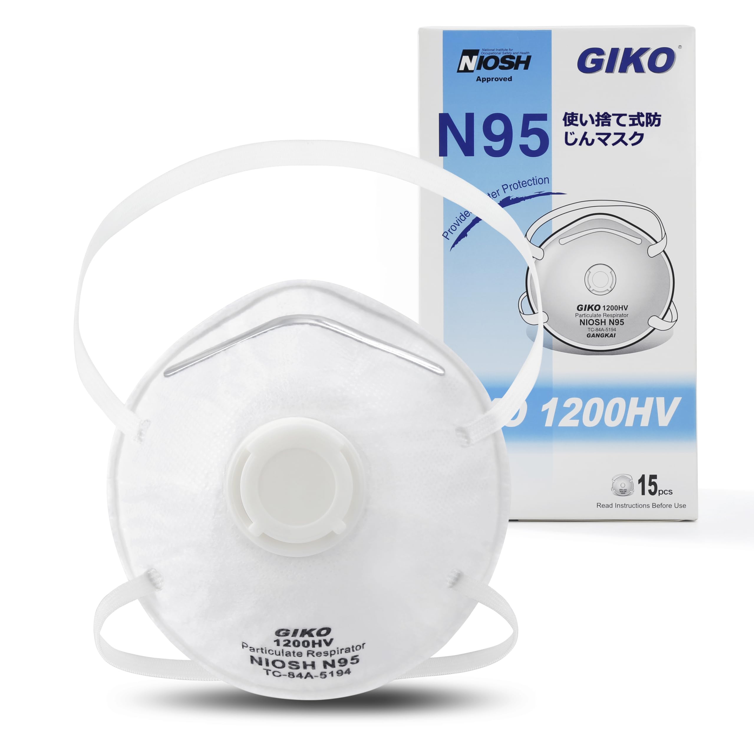 

Маска N95 с вытяжкой 15 штук в соответствии с US NIOSH 1200HV 3D Одноразовая маска N95 [GIKO] Клапан, коробка, Одобрено, Тип, Структура,