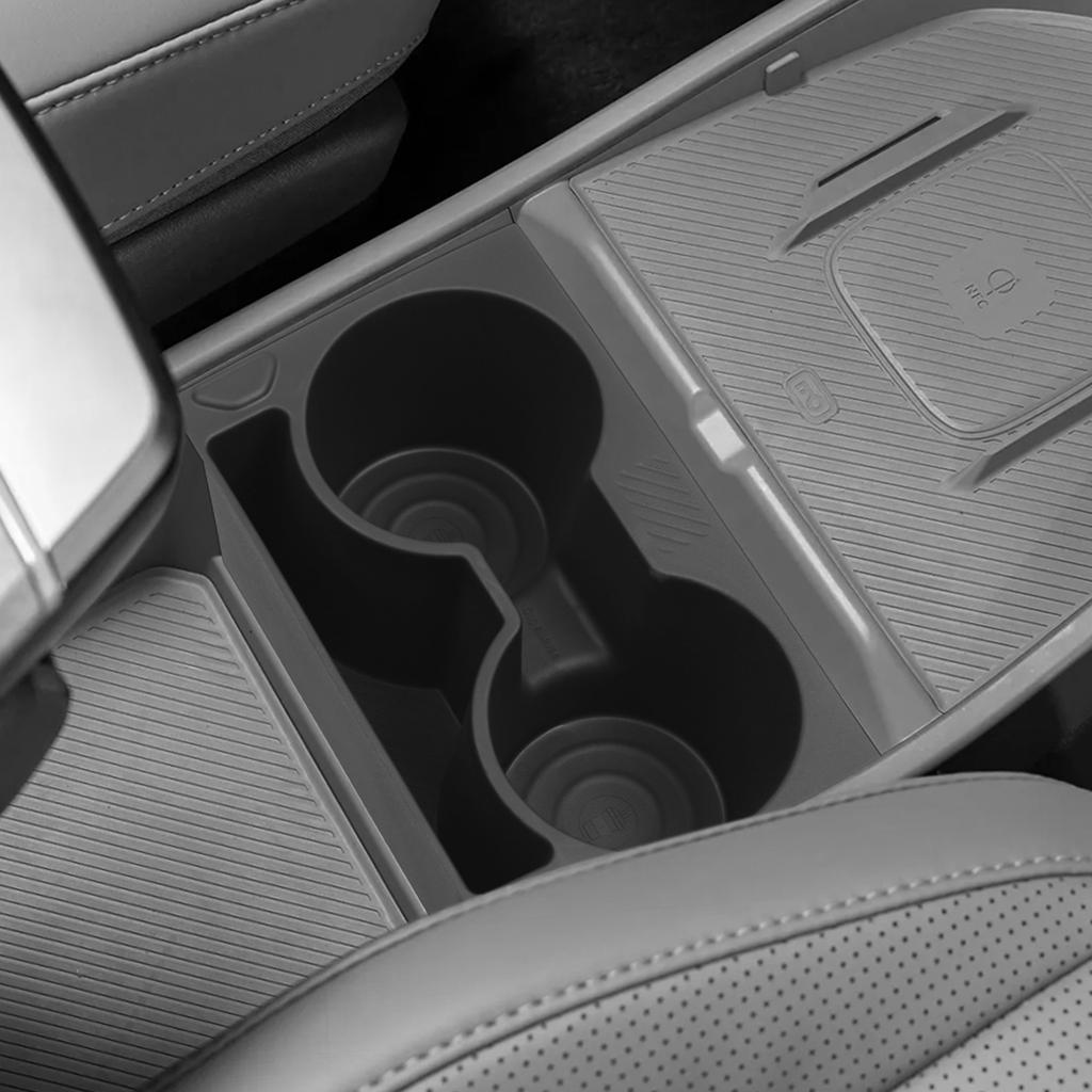 Para Kia EV3 EV4 2025-2026 Portavasos Central de Consola Bandeja de Almacenamiento Amortiguadora Accesorios Interiores de Coche TPE Negro