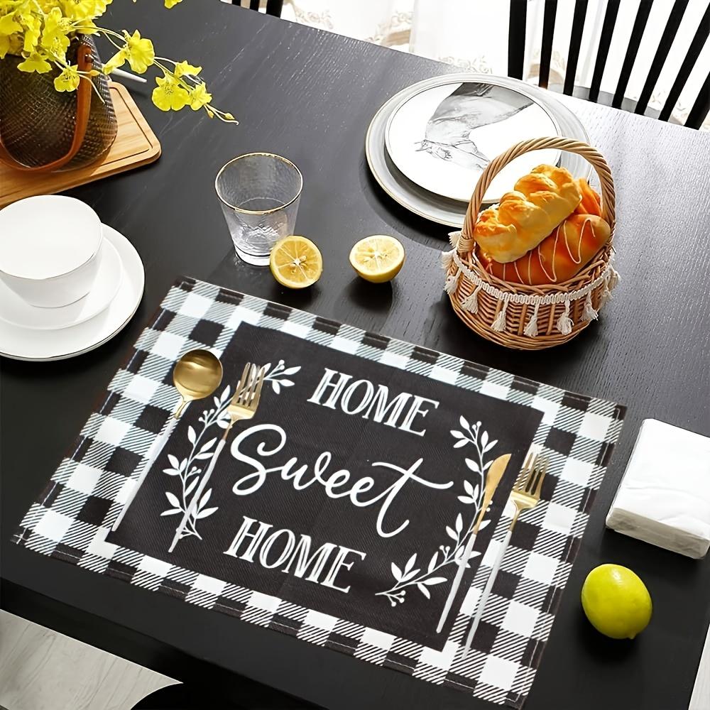 4Pcs, Black and White Checkered Letter Placemats, the Best Placemats, Washable, Suitable for Holiday Parties, Home Decor