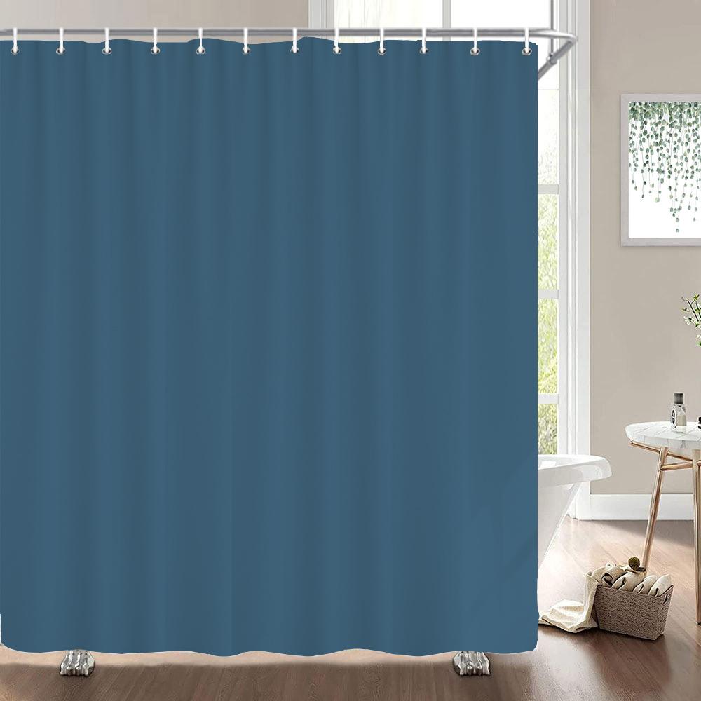 1Pcs Black Gray White Solid Color Printed Fabric Waterproof Shower Curtain, Home Decoration Bathroom Curtain, With Hooks
