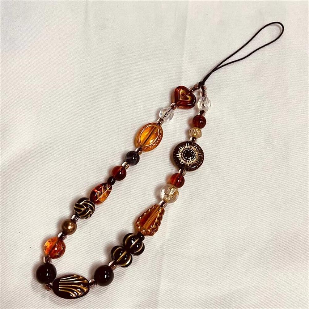 Retro Wrist Lanyard Strap Resin Hanging Cord Cute Bracelet Keychain  For Girl Woman