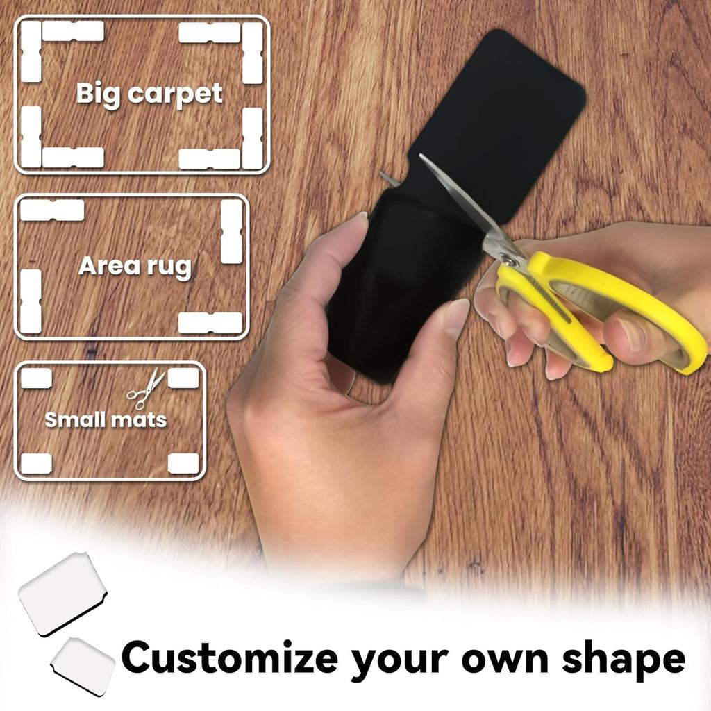 Teppichunterleger Rutschfest, Wiederverwendbare und Waschbare Doppelseitige Teppichklebeband-Pads, Stark Haftende Unterleger für Bereichsteppiche, Halten Ecken Flach, Kein