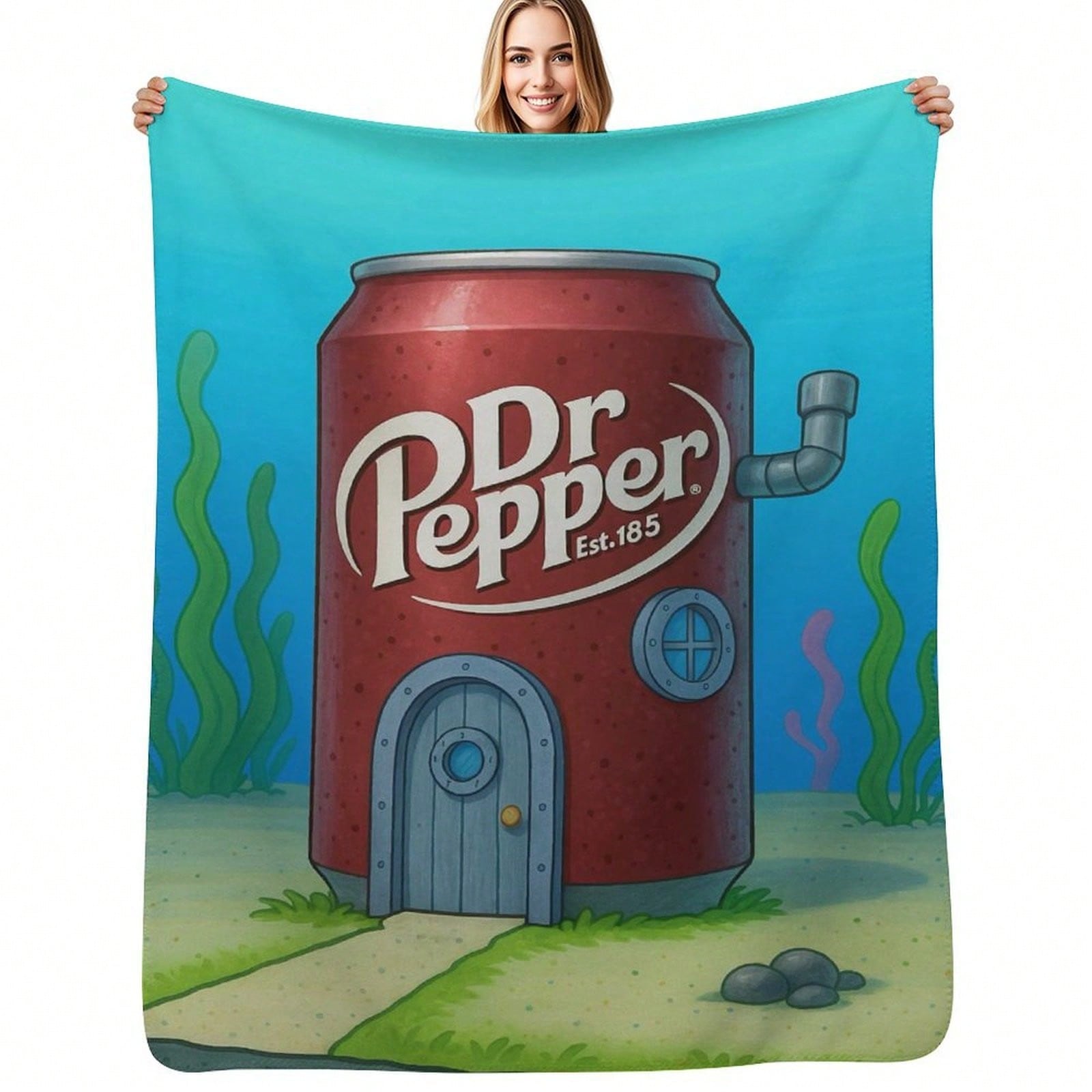 

Thermal Flannel Throw Polyester Dr. Pepper Blanket -Soda Can Stuffed - Travel Blanket For Couch, Bed & Car, Perfect Gift For 30x40in