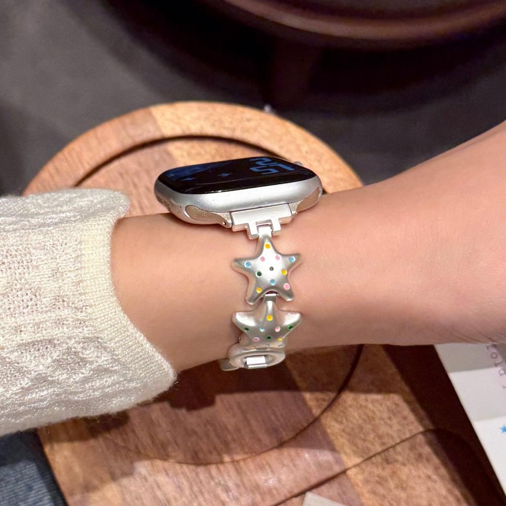 Cute Star Metal Chain Band for Apple Watch Series 1‑11 SE Ultra 38‑49mm Women Wrist Strap