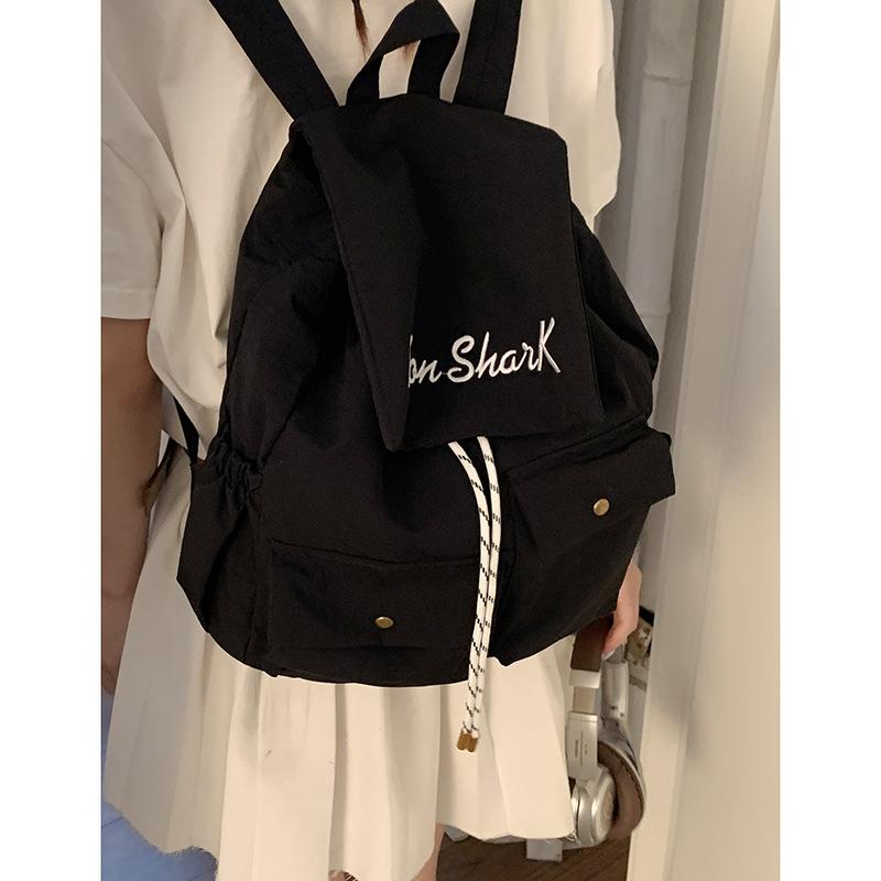 Korean version embroidered letter backpack bag women's 2025 new fashion college style casual large-capacity student schoolbag