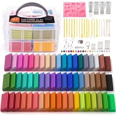 Shuttle Art Oven-Bake Polymer Clay 57-Color Set with Tools, Accessories, and Storage Case. Oven-safe for DIY, Handmade Crafts, Kids, Adults, Beginners
