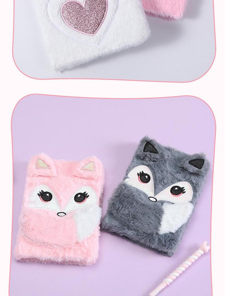 Embroidered Cute Cartoon A5 Plush Notebook - Great Gift for Students and Planners