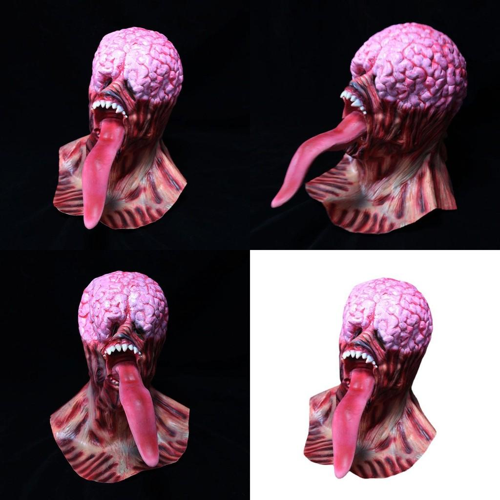 Latex Zombie Mask With Long Tongue For Halloween Cosplay Party Costume Accessory