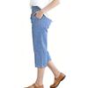 Women’s Mid Rise Elastic Waistband Denim Capris with Pockets Loose Fit Cropped Jeans for Everyday Wear
