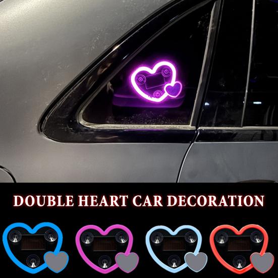 Solar Herz LED Auto Ambientebeleuchtung Kabellose Neon Dekorative Lampe für Innen Außen Saugnapfhalterung Wasserdicht Romantisches Geschenk für Paare