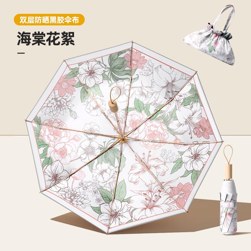 New Three-fold Manual Eight-bone Umbrella Vinyl Fabric Double-layer Double-sided Color Umbrella Parasol Three-fold Sun Umbrella