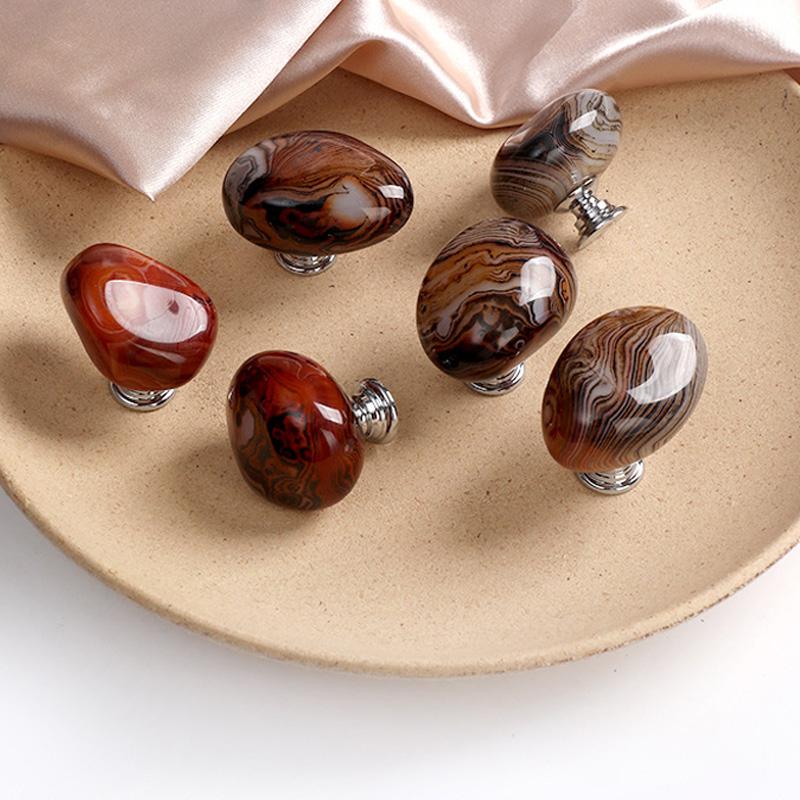 1 τεμάχιο ντουλάπι ανθεκτικό φυσικό ακατέργαστο πέτρα DIY αχάτη πέτρα συρτάρι τραβά λαβή πόρτα έπιπλα μονής τρύπας