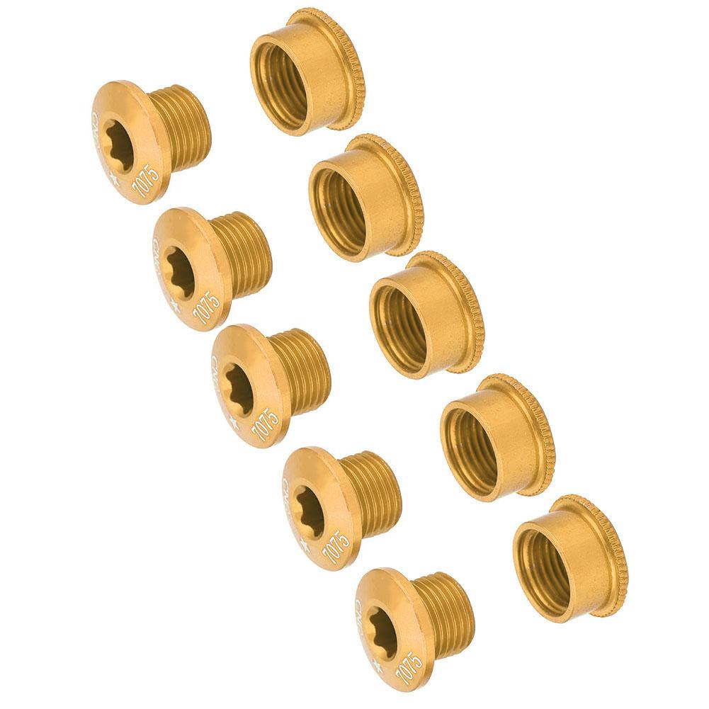 5Pcs Bicycle Bike Chainring Screw Chainwheel Bolt for Single Double Triple Speed(gold 5mm)