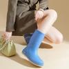 Fashion rain shoes women's solid color simple medium tube rain boots waterproof, non-slip and wear-resistant external wear kitchen work water shoes