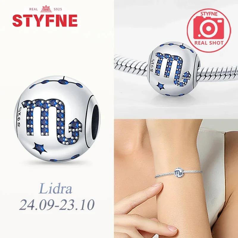 Copper Twelve Constellations Charms Round Beads Diy Creative Fine Jewelry Gifts Original Bracelets For Women Making