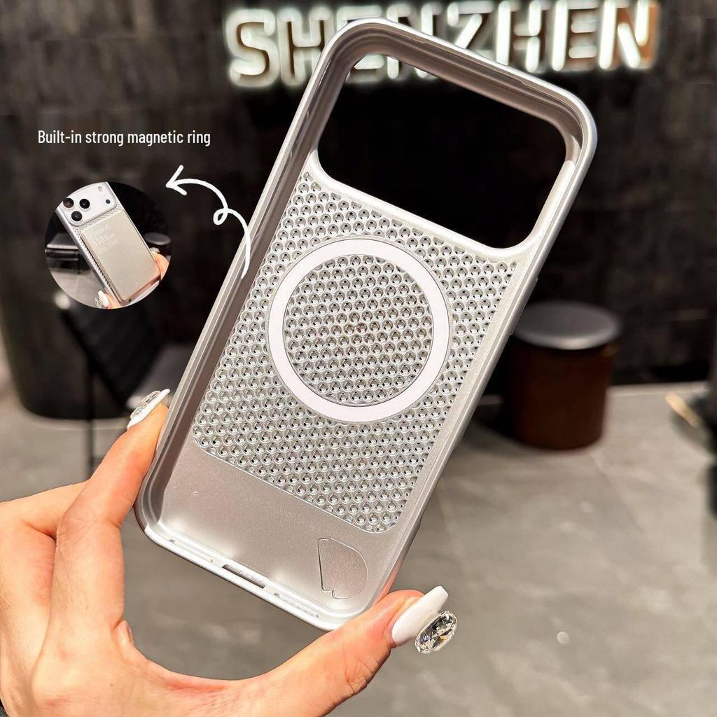 Compatible iPhone 17 Honeycomb Heat Dissipation Case, 16 Pro Max Metal Stand, 15 Magnetic Protective Apple Case