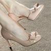 New High Heels 2025 Women's Bow Side Empty Stiletto Single