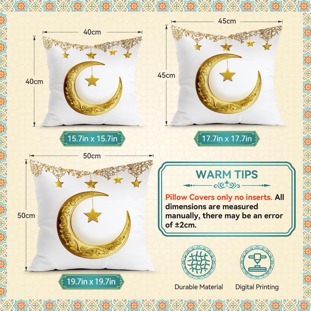 Golden Moon Lantern For Ramadan Pillowcase Bedroom Sofa Cushion Cover 100% Polyester Living Room Cushion Pillowcase Home Decor