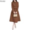 ZANZEA Women Long Sleeve Blouse and Skirts Casual Two Piece Suit Sets