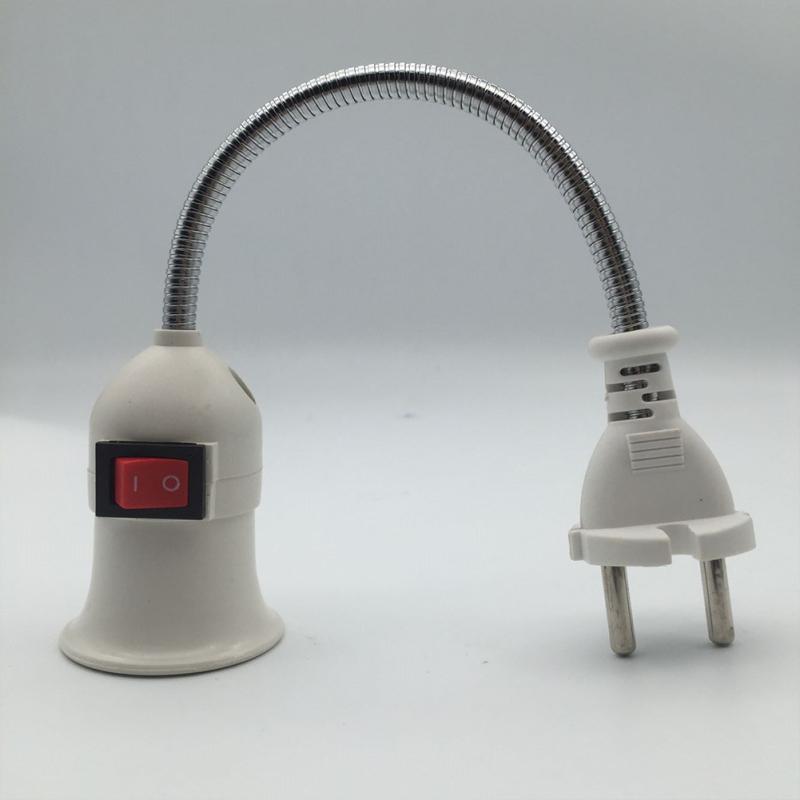 Flexible Bend Mobile Test Light Socket Light Adapter Plug Switch with Stainless Steel E27 Lamp Base