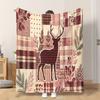 Fflannel Blanket 1pc Elk And Mixed Patterns Soft Comfortable and Warm This Nap Blanket/sofa Blanket Is Suitable for All Seasons an