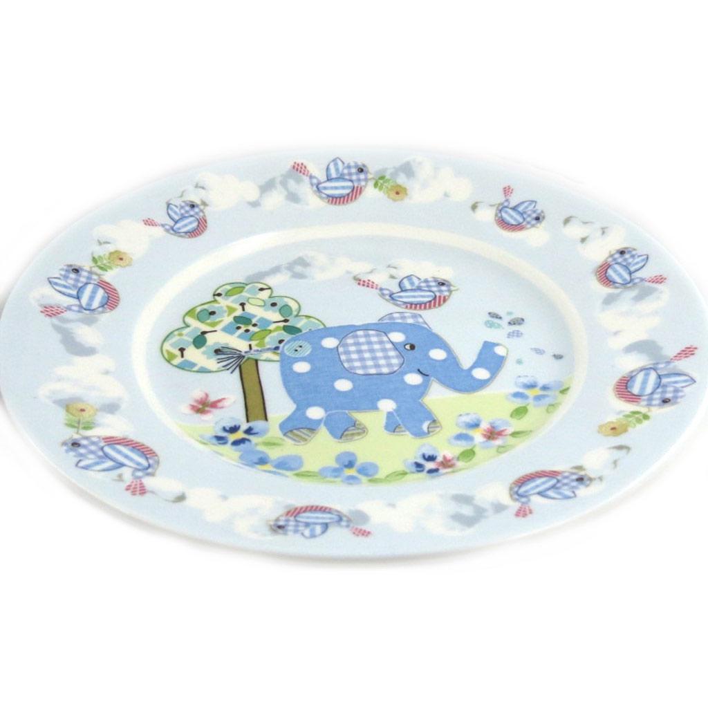 Les Trésors De Lily [L1962] - Set repas enfant céramique 'Eléphant' bleu (3 pièces)