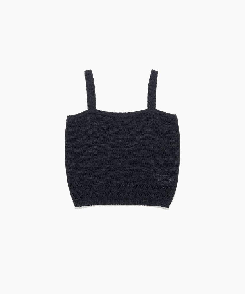 Tudument Punching Sleeveless Knit Top Navy