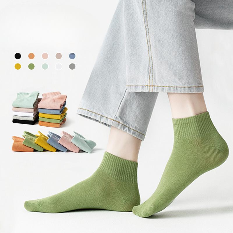 Damen Kurze Socken, Polyester-Baumwolle Flachmündige Bootssocken, Niedlich und Trendy, Dünn für Frühling und Sommer, Mittelwadenhoch für Sommer, Frühling und Herbst