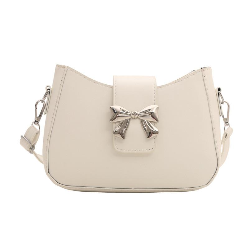 Chic French Bow Style Underarm Bag In Elegant Black Pink White And Blue Colors For Trendy Spring Fashion