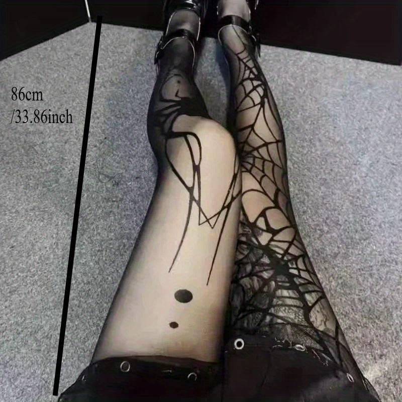 Bas en soie à motif d'araignée gothique vintage collants résille foncés pour femmes collants de sorcière sexy en toile d'araignée alternatifs