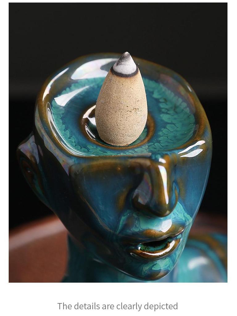 European & American Beauty Ceramic Backflow Incense Burner - Creative Sandalwood Smoke Home Decor