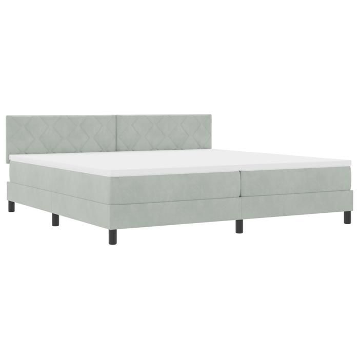 Lit à sommier Box avec matelas Gris clair 200x200 cm Velours 3339260
