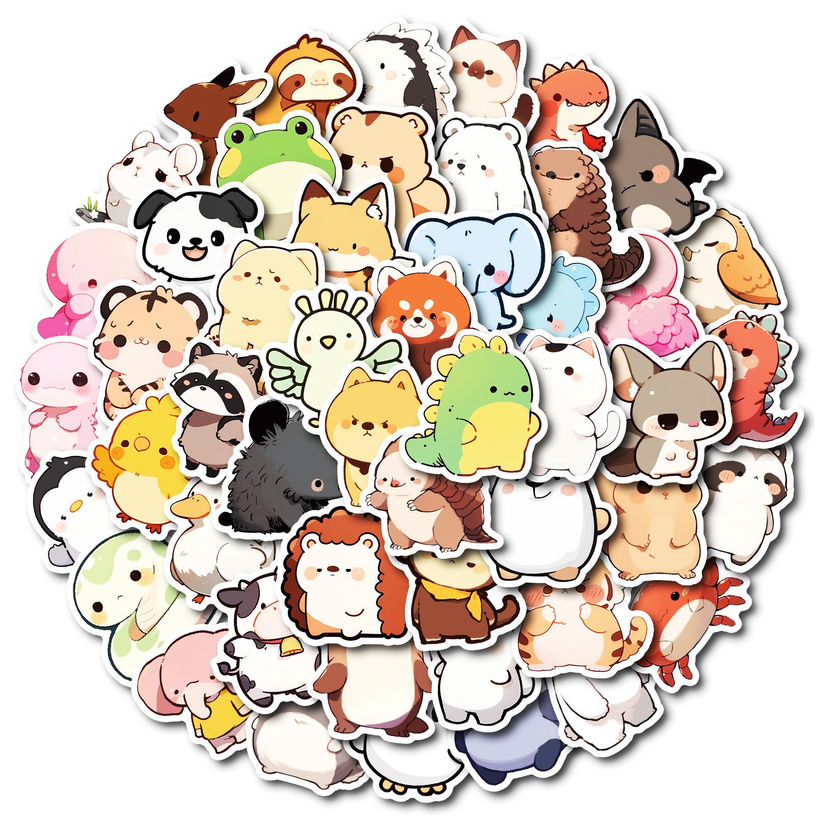 

50 Супер Милых Q Версия Палочка Фигурка Маленькое Животное Граффити Наклейка Декоративный Подарок Чемодан Наклейка на Водяной Стакан