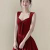 Rose Life Spice Girl Pure Desire Wind Princess Dress Bow Thousand Gold Feeling Waist Skinny Birthday Dress Dress Women