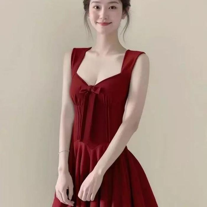 Rose Life Spice Girl Pure Desire Wind Princess Dress Bow Thousand Gold Feeling Waist Skinny Birthday Dress Dress Women