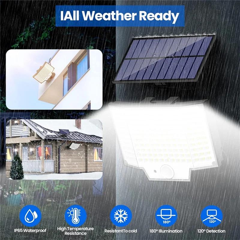 LED Solar Motion Sensor Outdoor Lights, IP65 Waterproof Solar Flood Lights, Solar Powered Security Spot Lights for Fence Garden