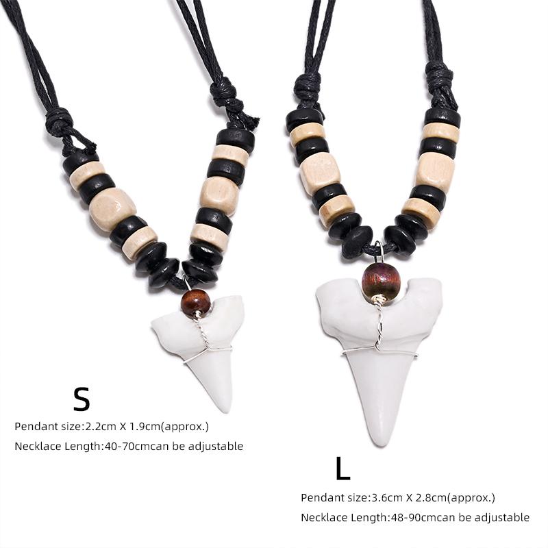 1PC Hawaii Surfer Jewelry Handmade Imitation Shark Teeth Pendant New Zealand Maori Tribal Bone Choker WoMen's Men's Necklace