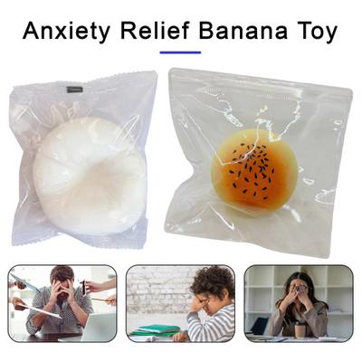 Weißer gedämpfter Brötchen Quetschspielzeug Stressabbau Langsam aufsteigendes Eigelb-Puff Sensorisches Spielzeug Weicher Stressball Dehnbarer Simulierte Lebensmittel Knet-Fidget-Spielzeug