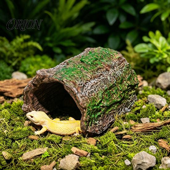 Reptile Supplies for Tanks Hideout Cave, Tree Trunk Gecko Lizard Realistic Arched Pet Stress Relief Bark Hideaway Spiders Tortoises Tank Terrarium