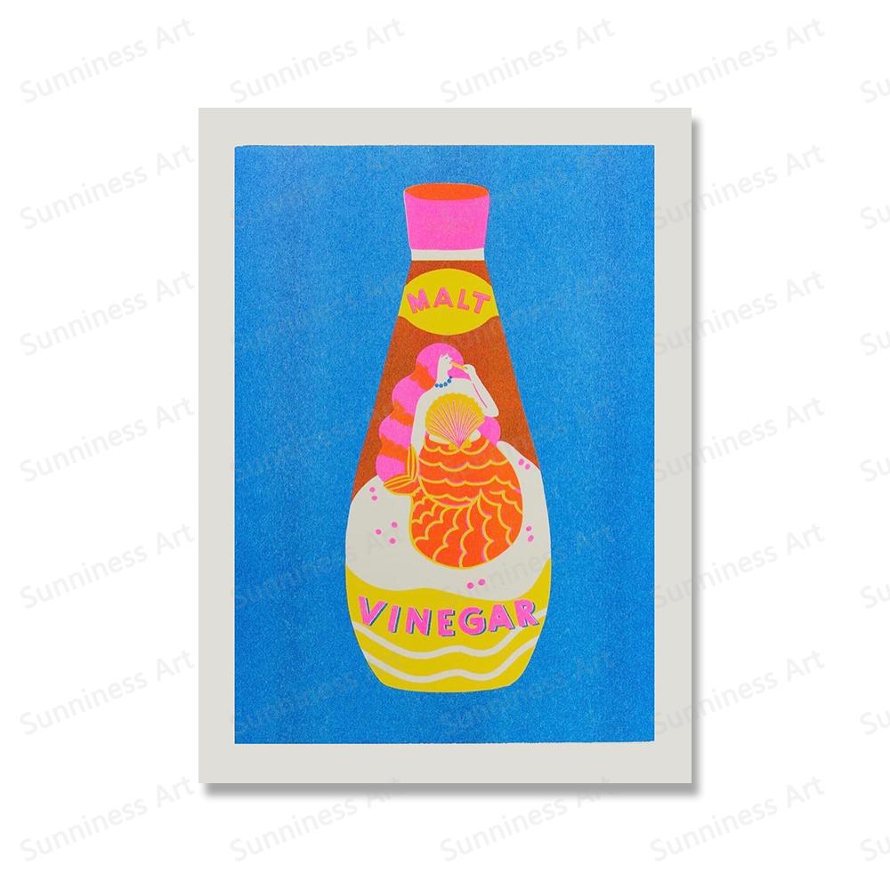 Japanese Hot Chilli Sauce Canned Tomato Wall Art Painting Nordic Poster And Print Risograph Pictures for Living Room Home Decor