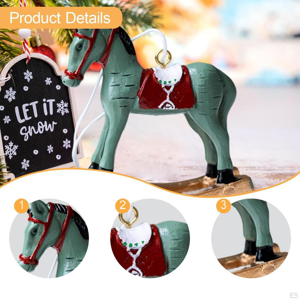Christmas Horse Figurine Home Accent Decoration for Table Shelf Entrance