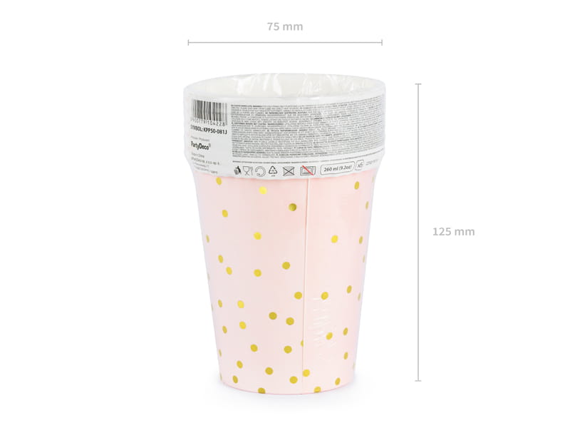 Partydeco Kubeczki Kropki Jasny Roz 260 Ml 1 Op 6 Szt