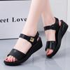 Women Chunky Sandals Casual Black Thick Sole Wedge Shoes Height Increase Platform Open Toe Sandals for Mother