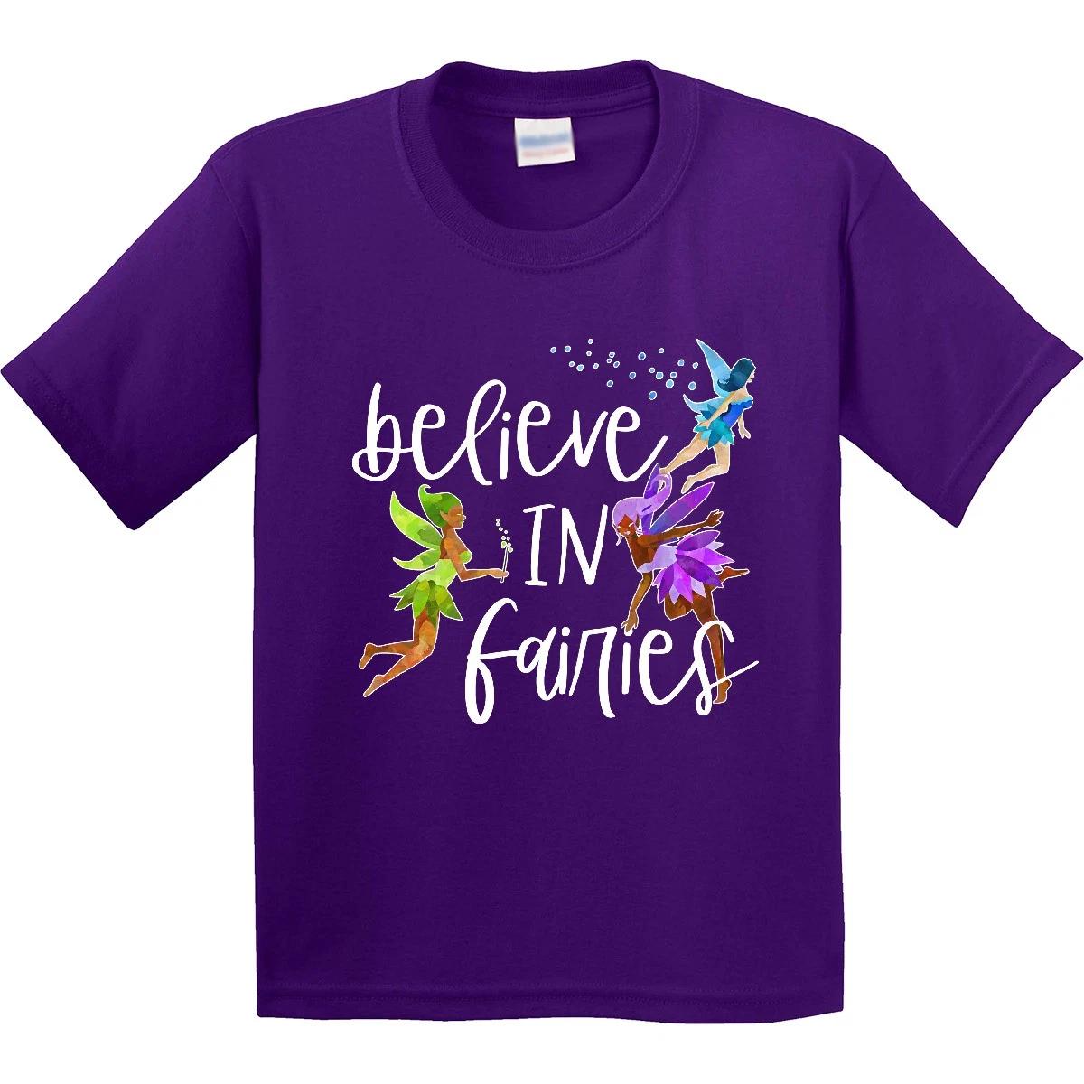 Inktastic Believe In Fairies Youth T-Shirt Green Purple Blue Belief Wings Fun 100