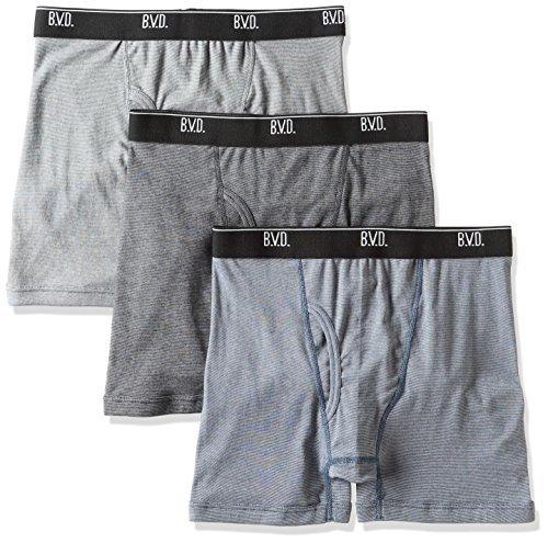 B.V.D. Men's Boxer Briefs 3-Pack, Quick-Dry Moisture-Wicking Cotton Blend Underwear, Tagless Soft Waistband Boxer Shorts