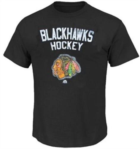 Chicago Blackhawks Men s Game Great Black Short Sleeve T shirt by Majestic M