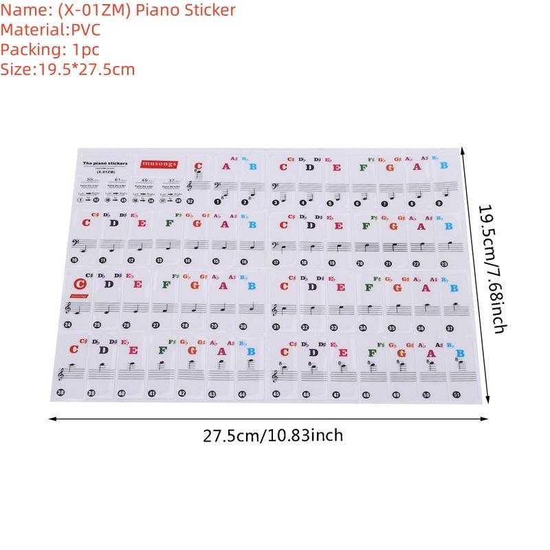

61 Keys 88 Keys Removable Piano for KEY Labels Piano Keyboard Stickers Piano Rake Notes Marker Overlay for Piano Fingering