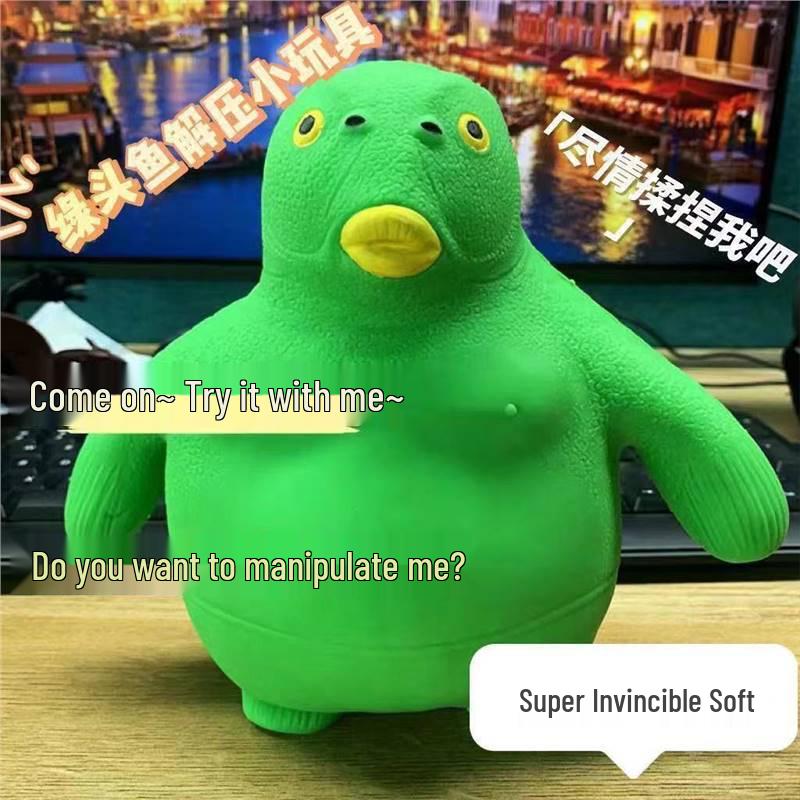 

Вдохновлённая TikTok игрушка-антистресс в виде зелёного монстра: Глупая Рыба Декомпрессия и Снятие Стресса