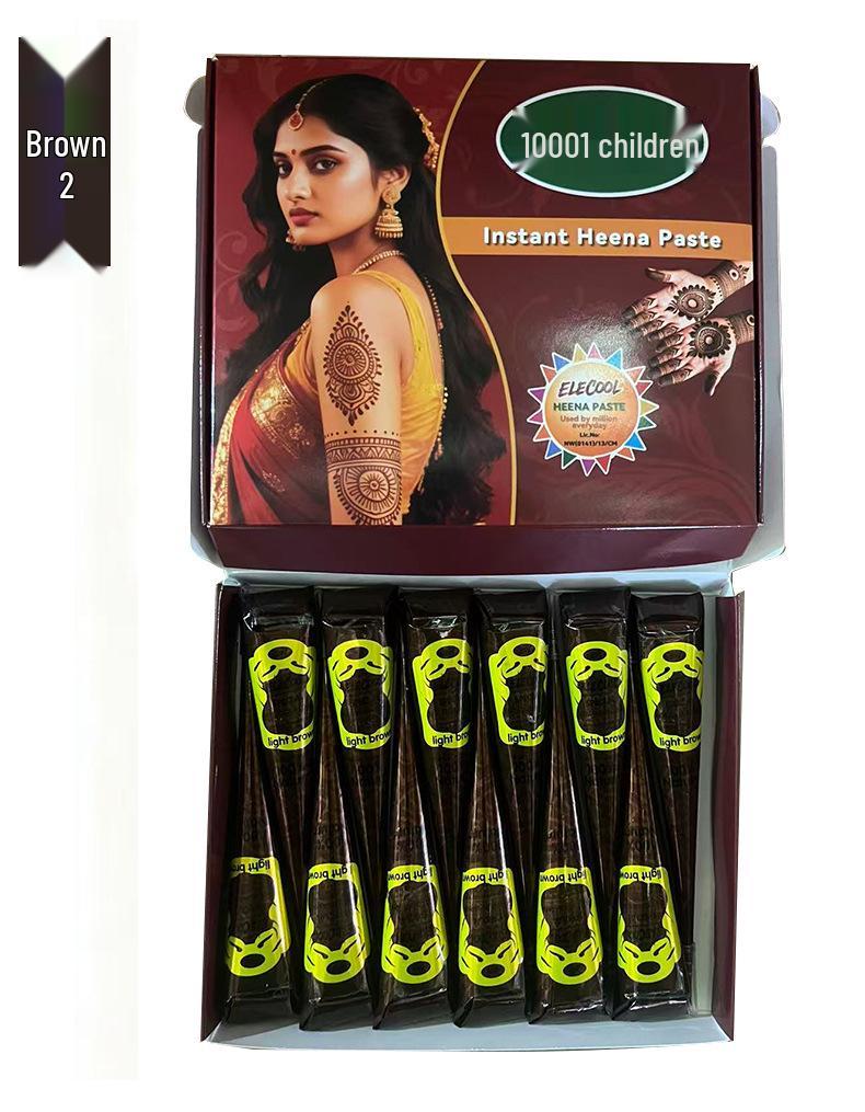 Plant-Based Henna Tattoo Paste: Hand-Painted Semi-Concealing Cream with Various Shades Available